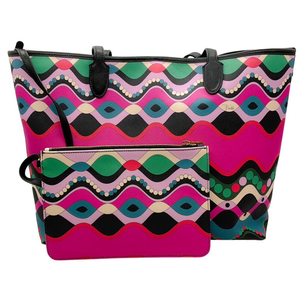 Emilio Pucci Teal / Fuchsia Multi Color Tote Bag - image 2